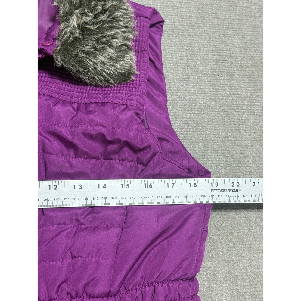 Mountain Lake Vest Womens Medium Purple Faux Fur Collar Quilted Puffer Zip - Picture 4 of 9